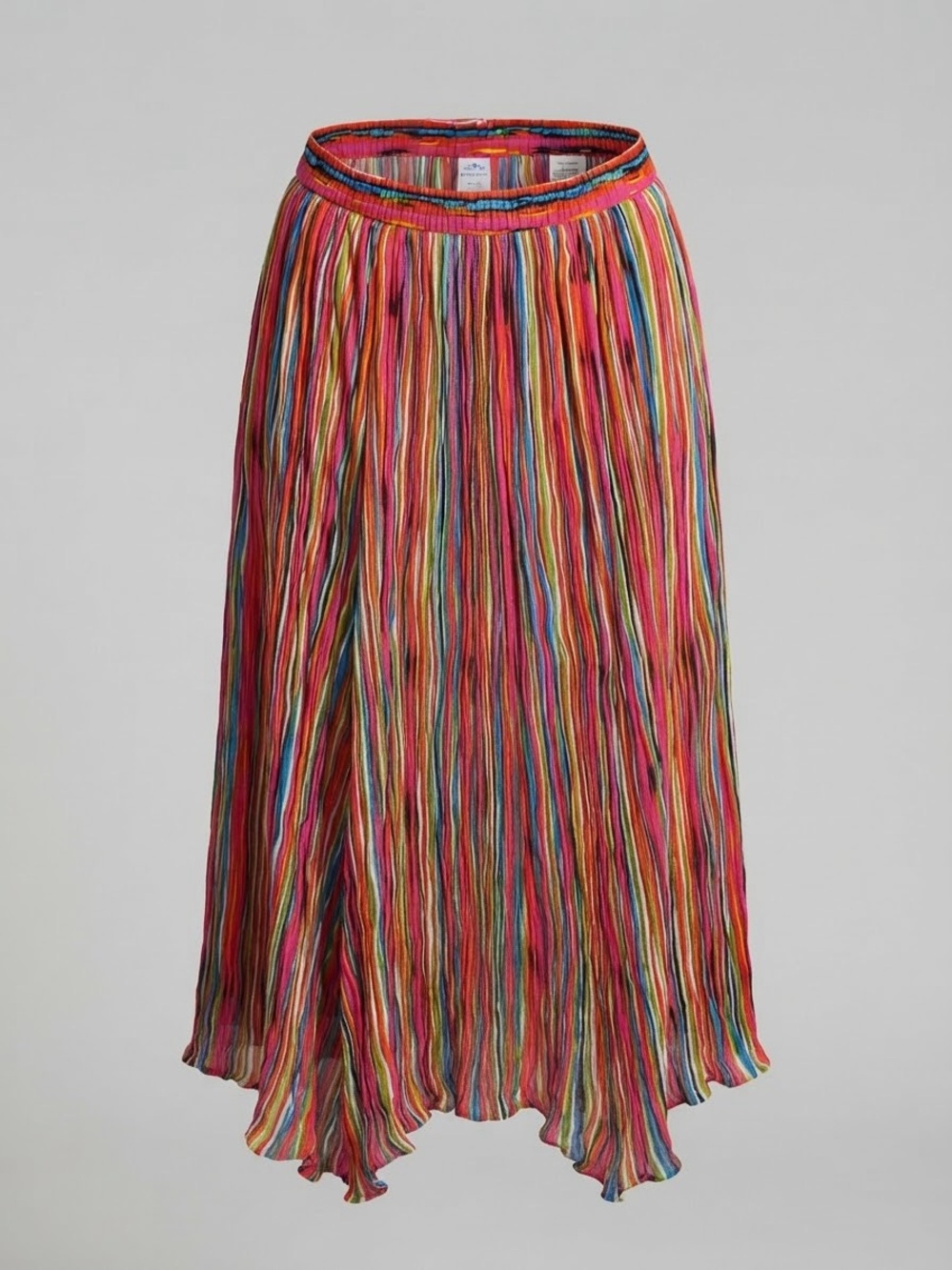 Passport Multicolor Striped Pleated Maxi Skirt. Very full skirt size M (8-10)